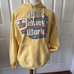 Walt Disney World Unisex Pullover Hoodie Sz Large Retro Yellow Throwback Y2K